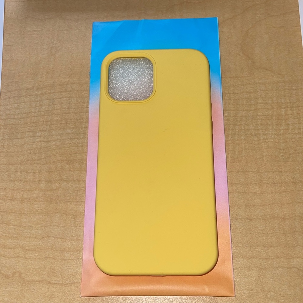 Apple iPhone 12 Pro Max Silicone Case - Butter Yellow - 100% coverage.
